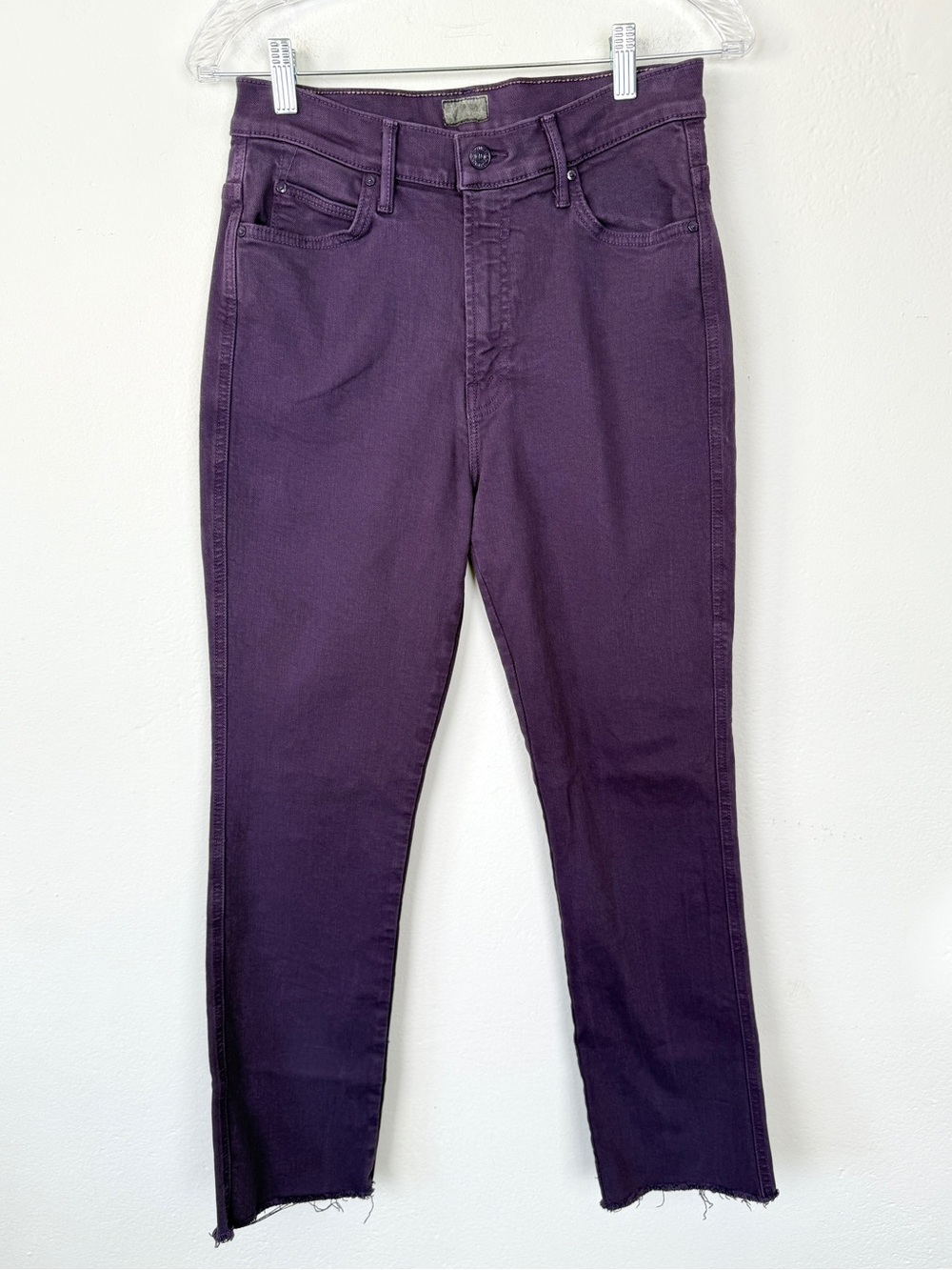 Mother Size 29 Blackberry Cordial High Waisted Rascal Ankle Fray Denim Jeans